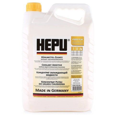 Рідина охолоджуюча HEPU Антифриз -38 &deg;C G11 жовта концентрат 5 л (P999-005) HE0041 фото